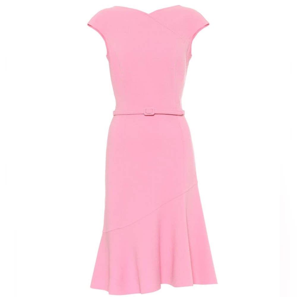 $3,590 NEW W.OUT TAG OSCAR DE LA RENTA STUNNING PINK WOOL DAY DRESS US 4 S